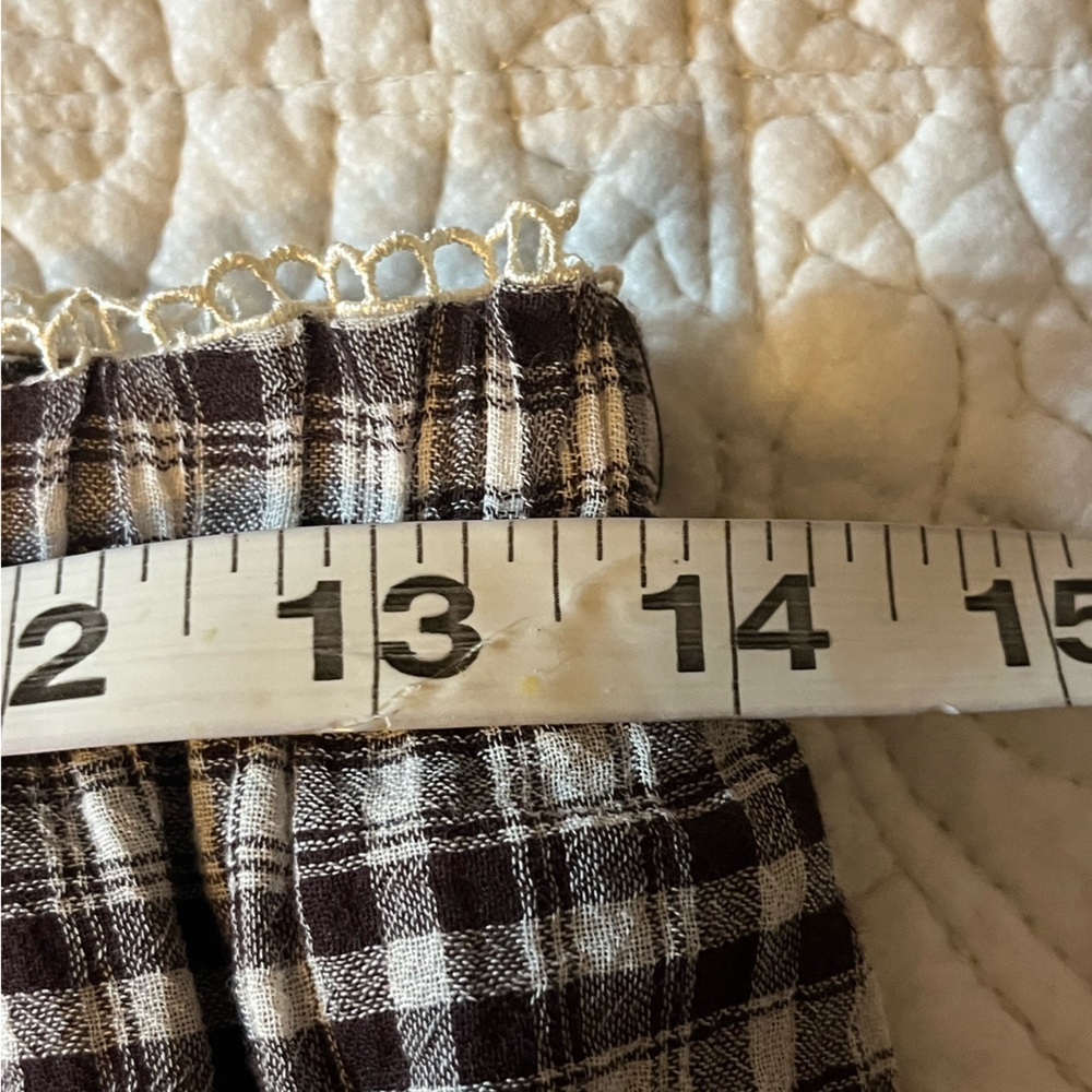 Grey Bandit Montana Skirt Brown & Cream Plaid & Lace Maxi Skirt, Side Slit,  M - Picture 8 of 9